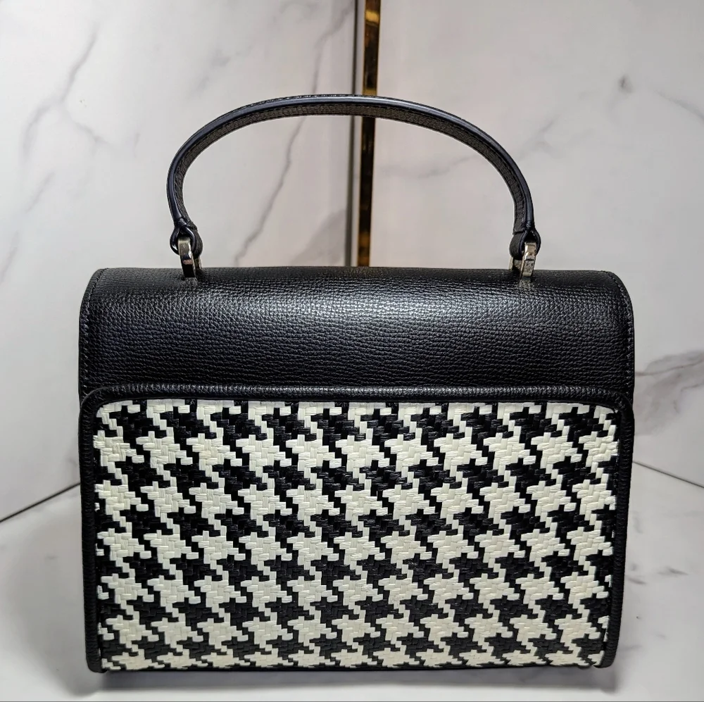 KATE SPADE Darcy Top Handle Woven Houndstooth Satchel NWOT